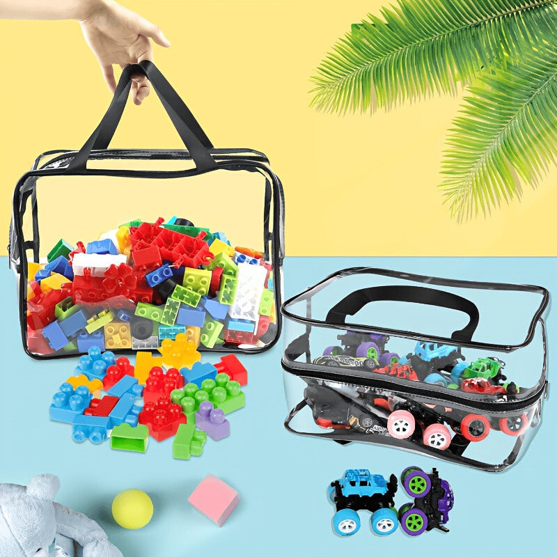 Up to 30pcs Large Clear PVC Storage Bags with Zipper Portable Transparent Tote