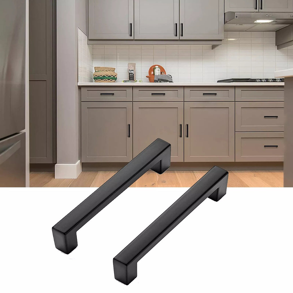 5 Pack Matte Black Cabinet Handles – Stainless Steel Drawer Pulls for Kitchen Cupboards and Doors