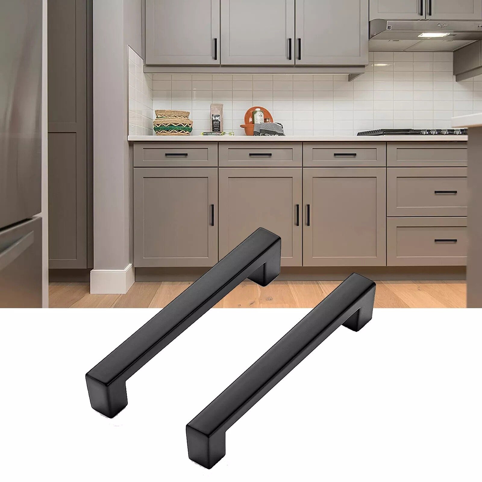 5 Pack Matte Black Cabinet Handles – Stainless Steel Drawer Pulls for Kitchen Cupboards and Doors