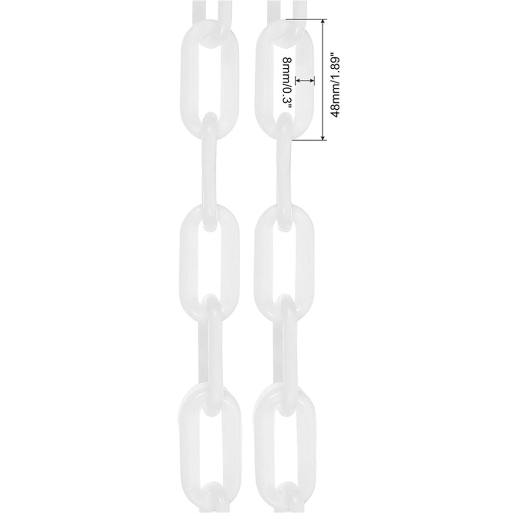 6M Plastic Safety Warning Chain – Black and White Barrier Chain 8mm for Traffic Control and Hazard Areas