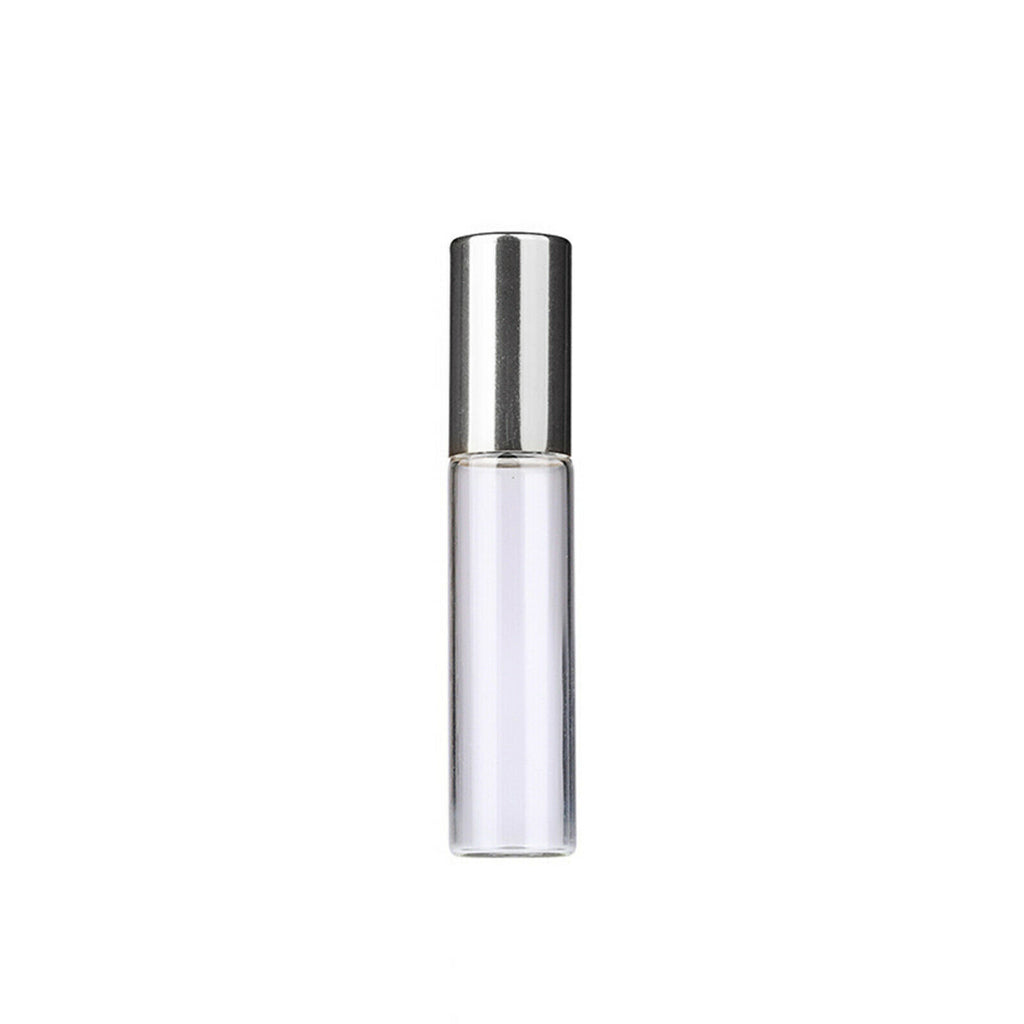 12PCS 10ml Clear Glass Roll On Bottles Set - Essential Oil Roller Bottles with Brush Funnel and Labels
