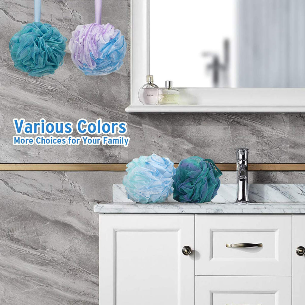 12pcs Mermaid Loofah Bath Sponge Set | Soft Exfoliating Shower Puff Body Scrubber