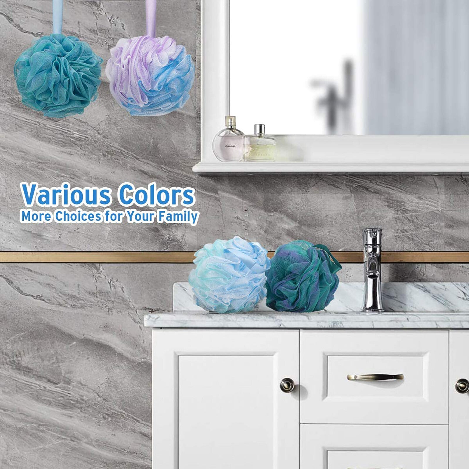 12pcs Mermaid Loofah Bath Sponge Set | Soft Exfoliating Shower Puff Body Scrubber