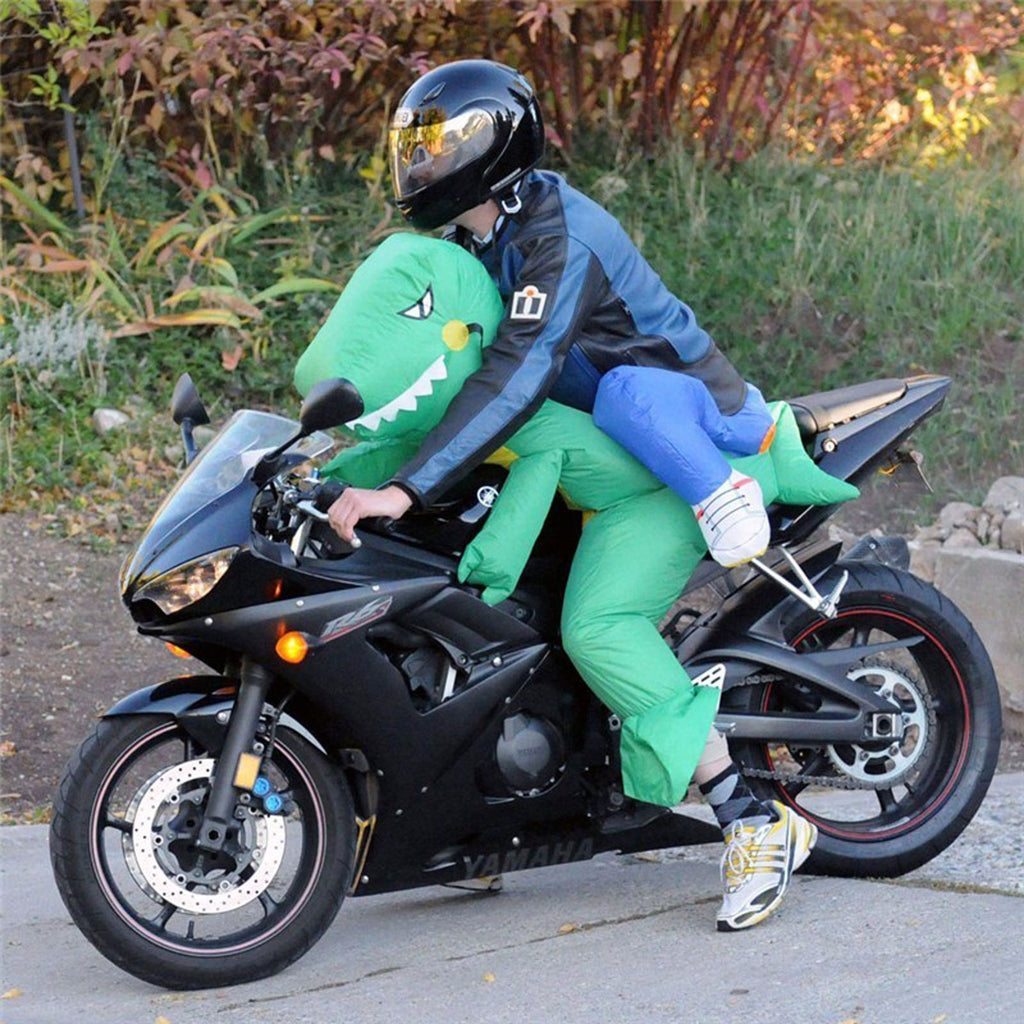 Inflatable Dinosaur Rider Costume Adult | Funny Green T-Rex Party Fancy Dress Suit
