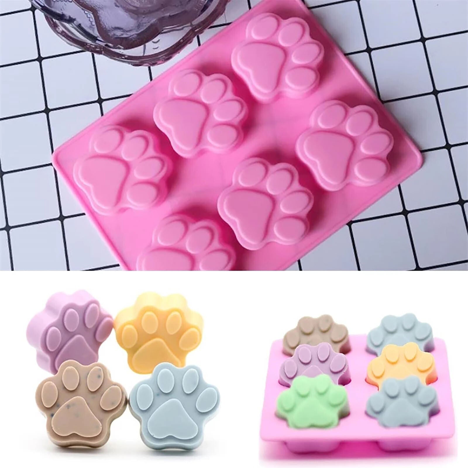 3 Pack Silicone Dog Bone and Paw Baking Molds – Puppy Treat, Chocolate, Ice and Cookie Mould Set