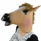 Female Horse Head Mask Latex Full Face Costume Mask - Animal Cosplay Party Halloween Prop