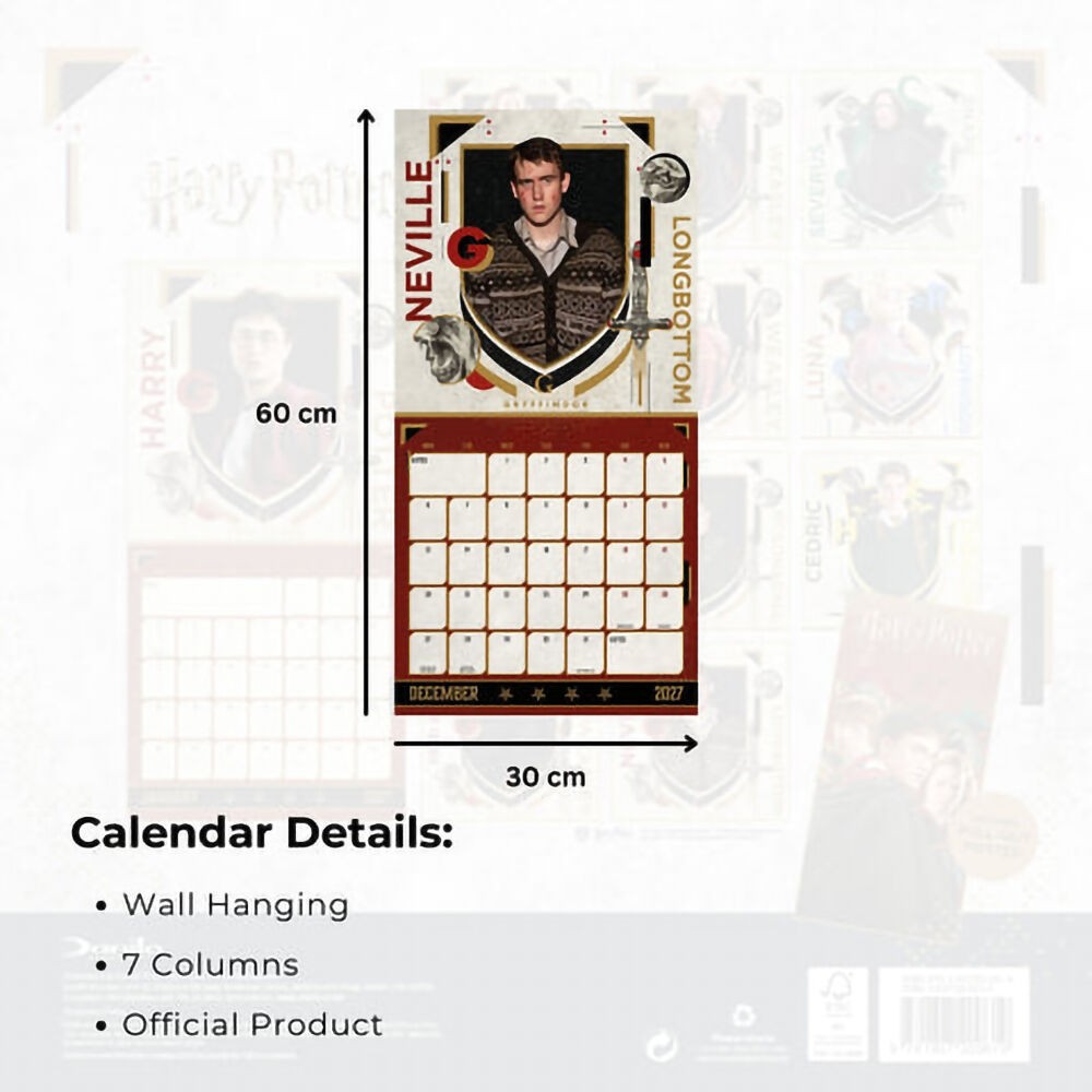 Harry Potter 2027 wall calendar size 30 x 60 cm open