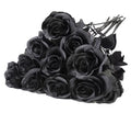 Black Artificial Rose Flowers for DIY Wedding Bouquets Halloween Decorations AU