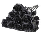 Black Artificial Rose Flowers for DIY Wedding Bouquets Halloween Decorations AU
