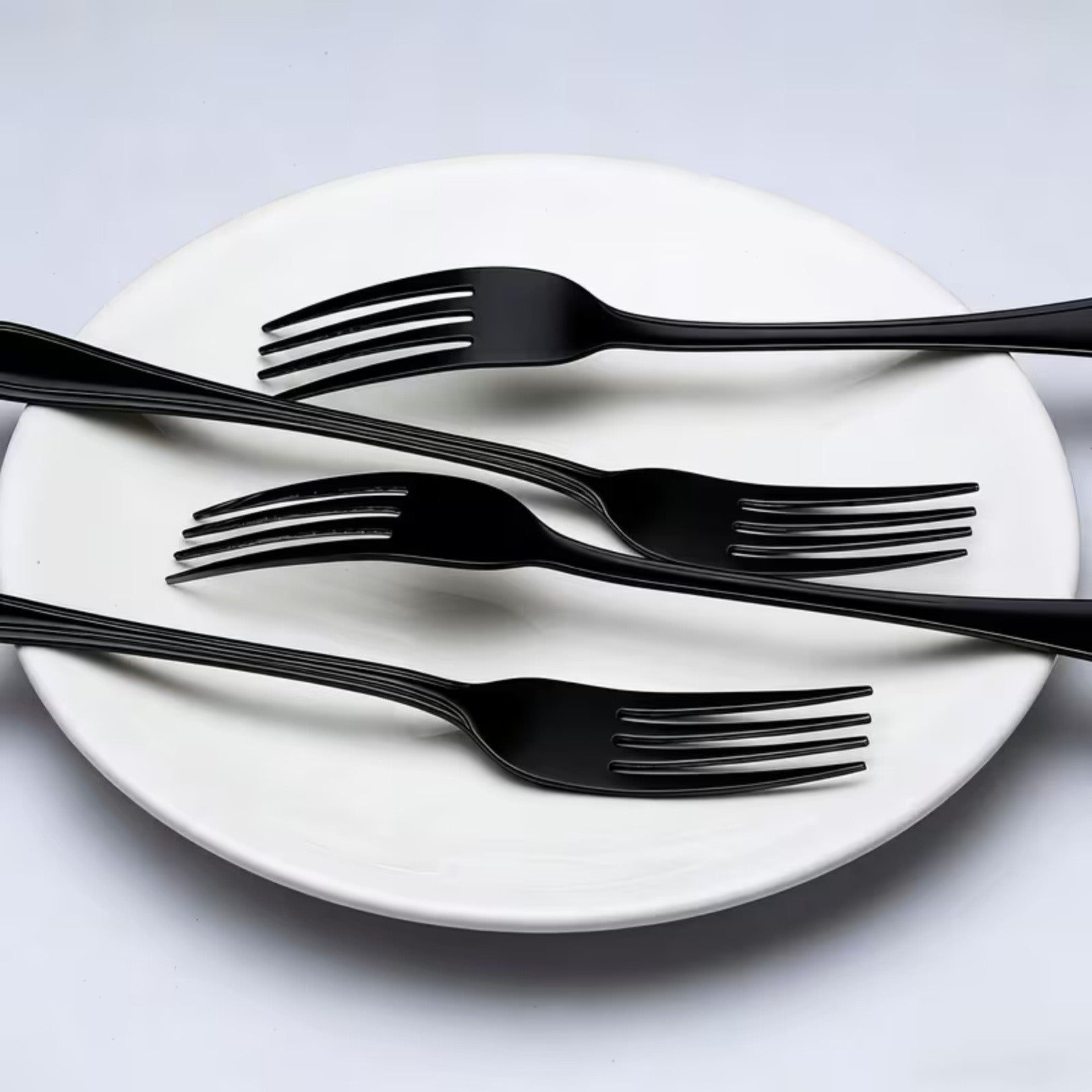 24 Piece Stainless Steel Cutlery Set – Black Dinner Knife Fork Spoon Teaspoon Set for Home Dining