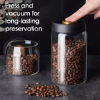 Vacuum Glass Coffee Bean Storage Jar – Airtight Sealed Container 900ml / 1800ml