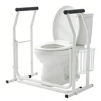 Toilet Support Frame Safety Grab Rail with Storage Basket Non-Slip Toilet Aid for Elderly & Disabled