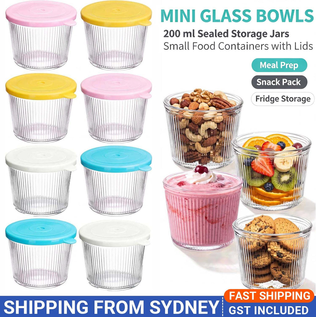 Glass jars with lids 4 pack 200ml