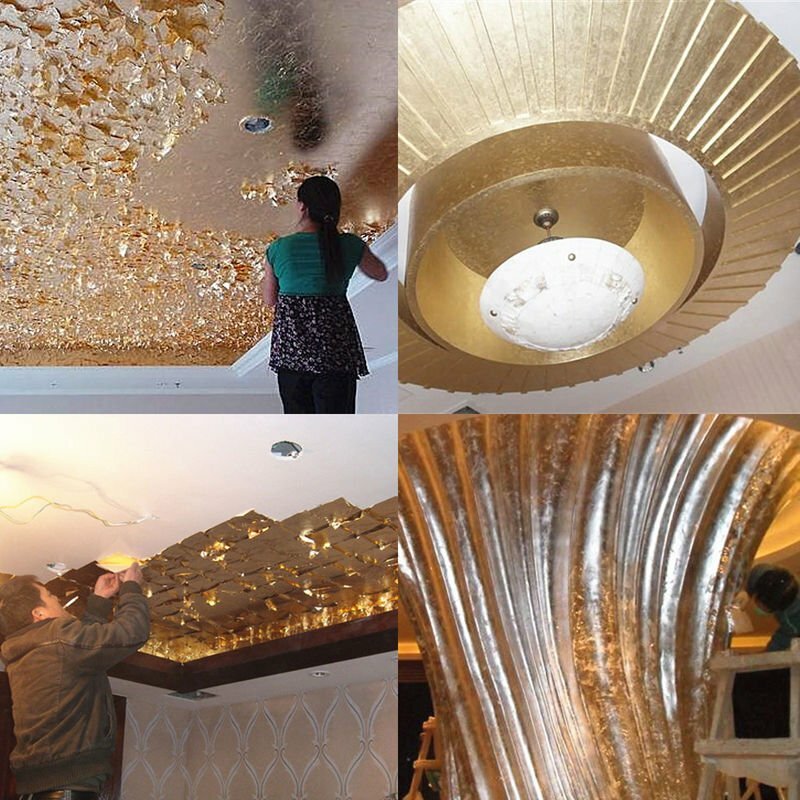 500PCS Imitation Leaf Foil Paper 14x14cm - Rose Gold Silver Gold Gilding Art Craft Sheets