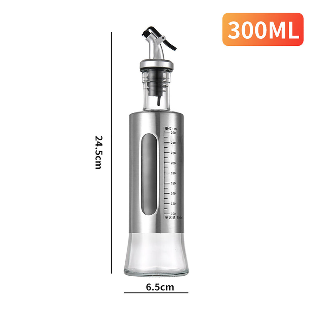300ml Glass Oil Dispenser Spout Olive Vinegar Pourer Stainless Steel Kitchen AU