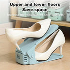 24x Adjustable Plastic Double Layer Shoe Rack Three Gear Shoe Support Space Sav24PCS Adjustable Double Layer Shoe Rack Holders - Space Saving Plastic Shoe Organiserse