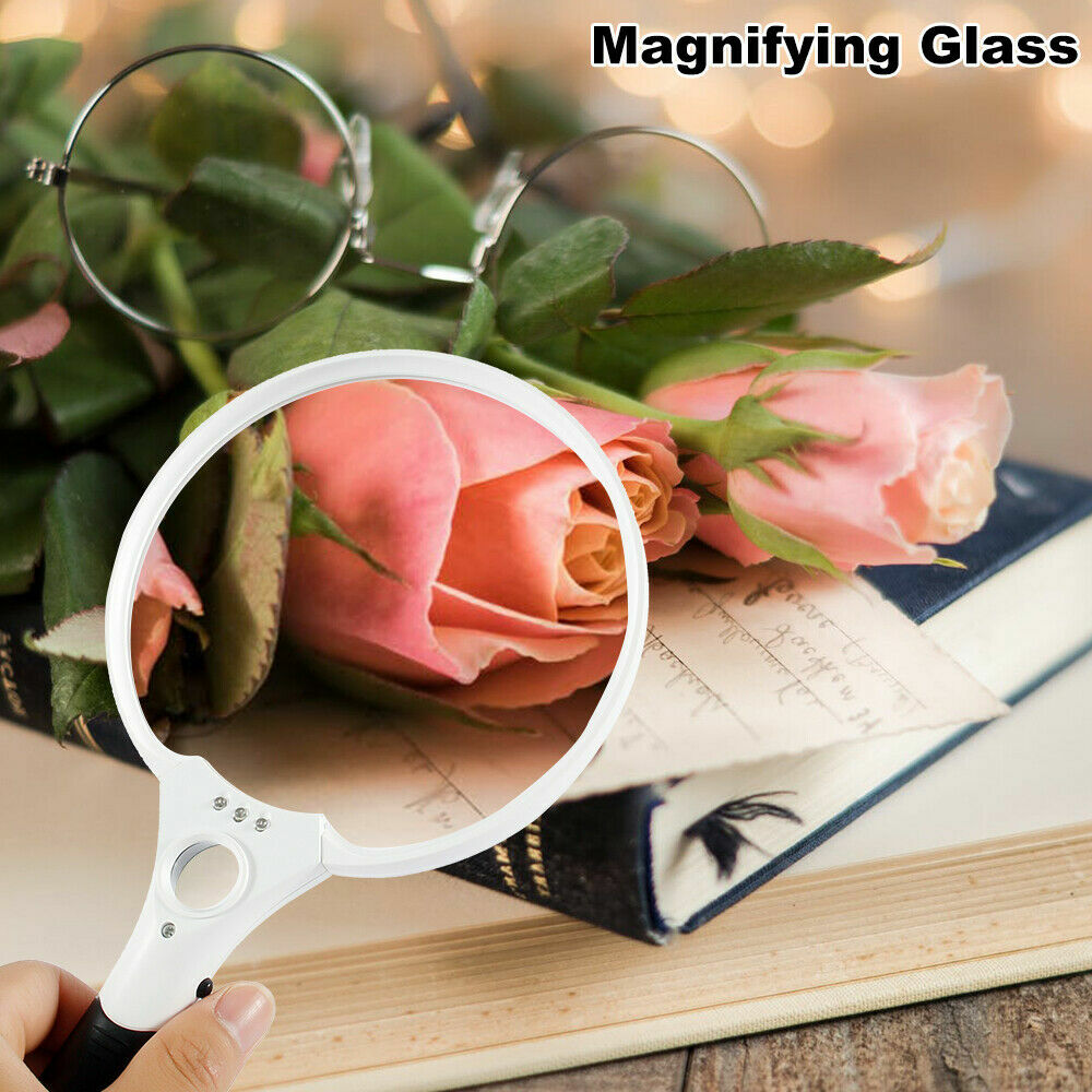 Extra Large Handheld Magnifying Glass 25X with 3 LED Lights Reading Magnifier
