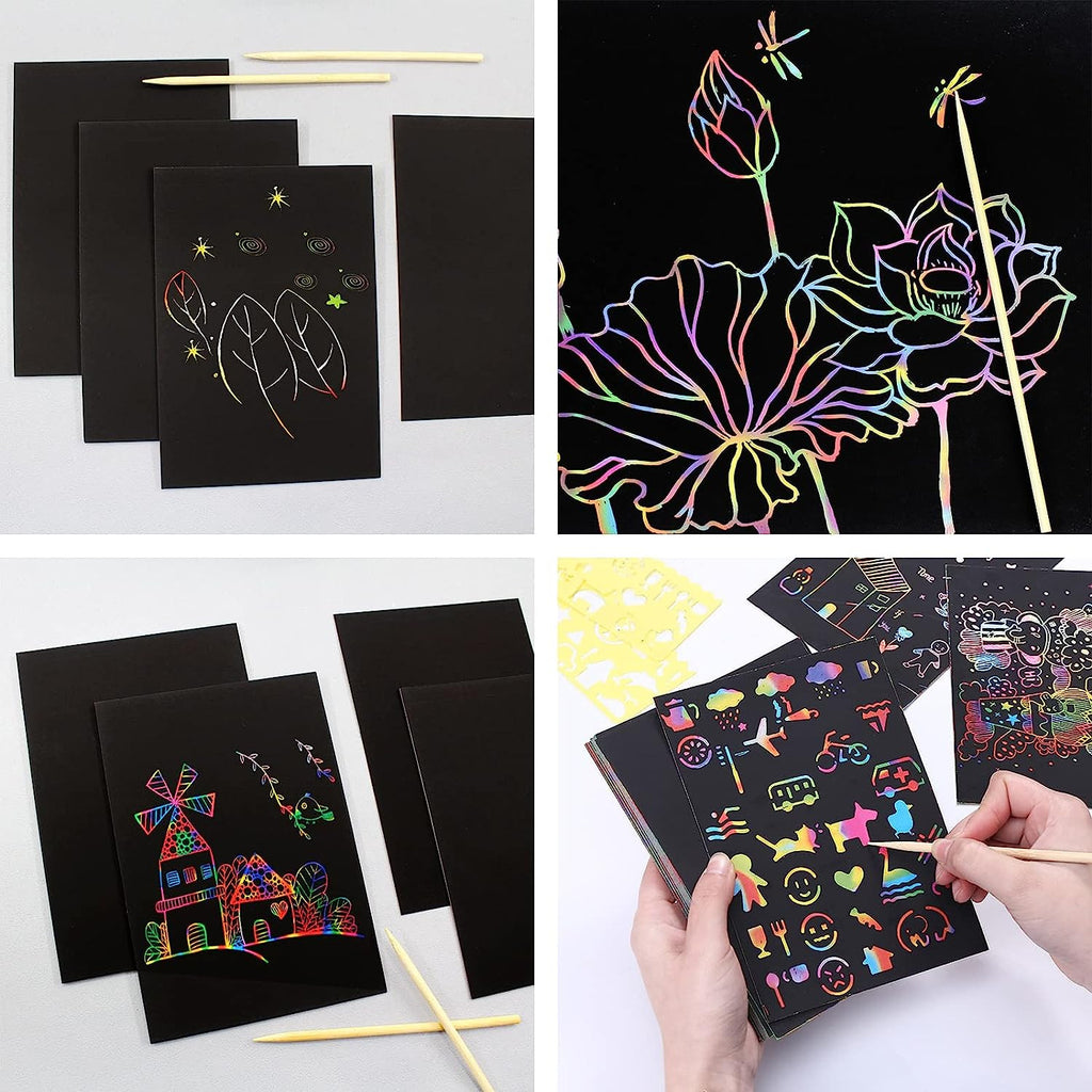 70pcs Rainbow Scratch Paper Art Set | Magic Scratch Drawing Craft Kit for Kids