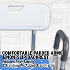 5-in-1 Adjustable Commode Shower Chair with Arms & Back | Raised Toilet Seat & Bedside Mobility Aid for Elderly