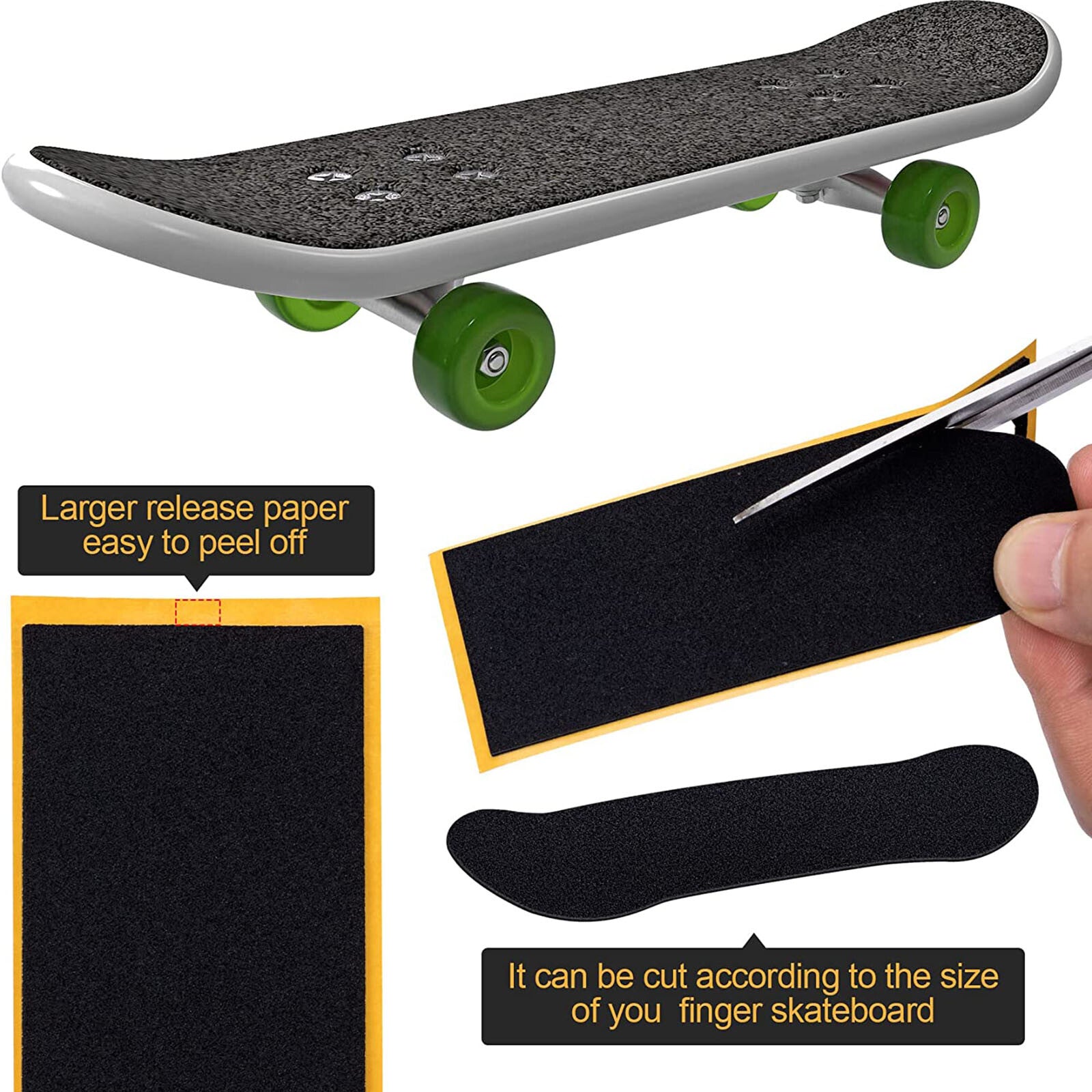 50PCS Fingerboard Foam Grip Tape Sheets – Black Professional Grip Tape for Mini Skateboards 38x110mm