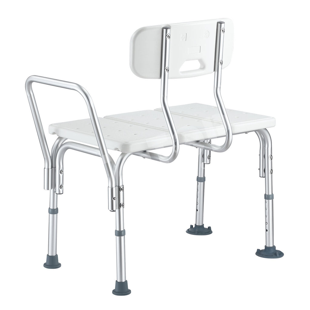 Adjustable Shower Transfer Bench Seat with Backrest Armrest Bathtub Chair