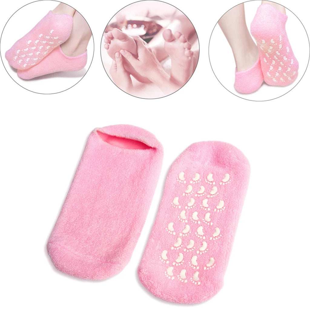 4 Pairs Moisturizing Gel Heel Socks - Cracked Dry Feet Repair Spa Foot Care Socks
