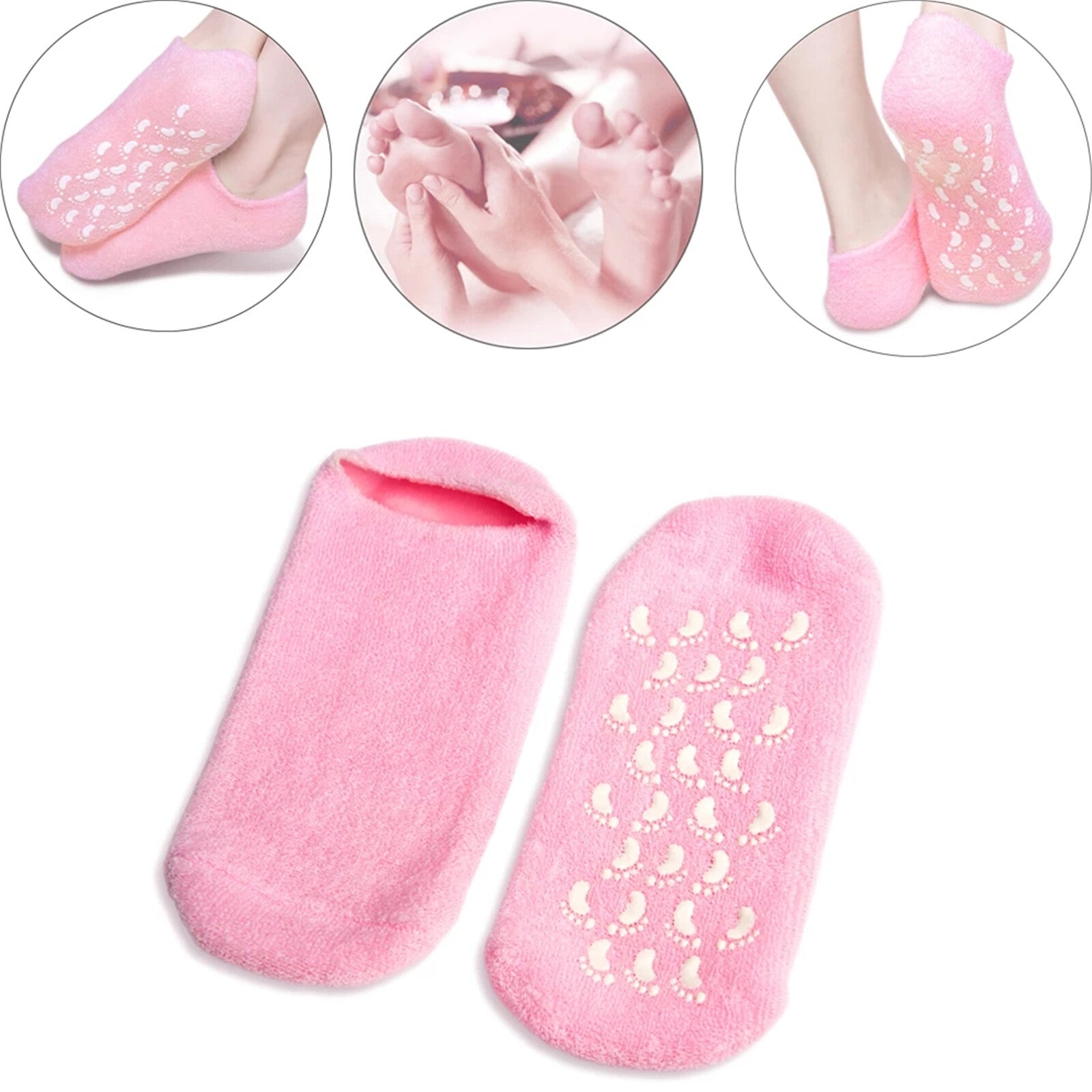 4 Pairs Moisturizing Gel Heel Socks - Cracked Dry Feet Repair Spa Foot Care Socks