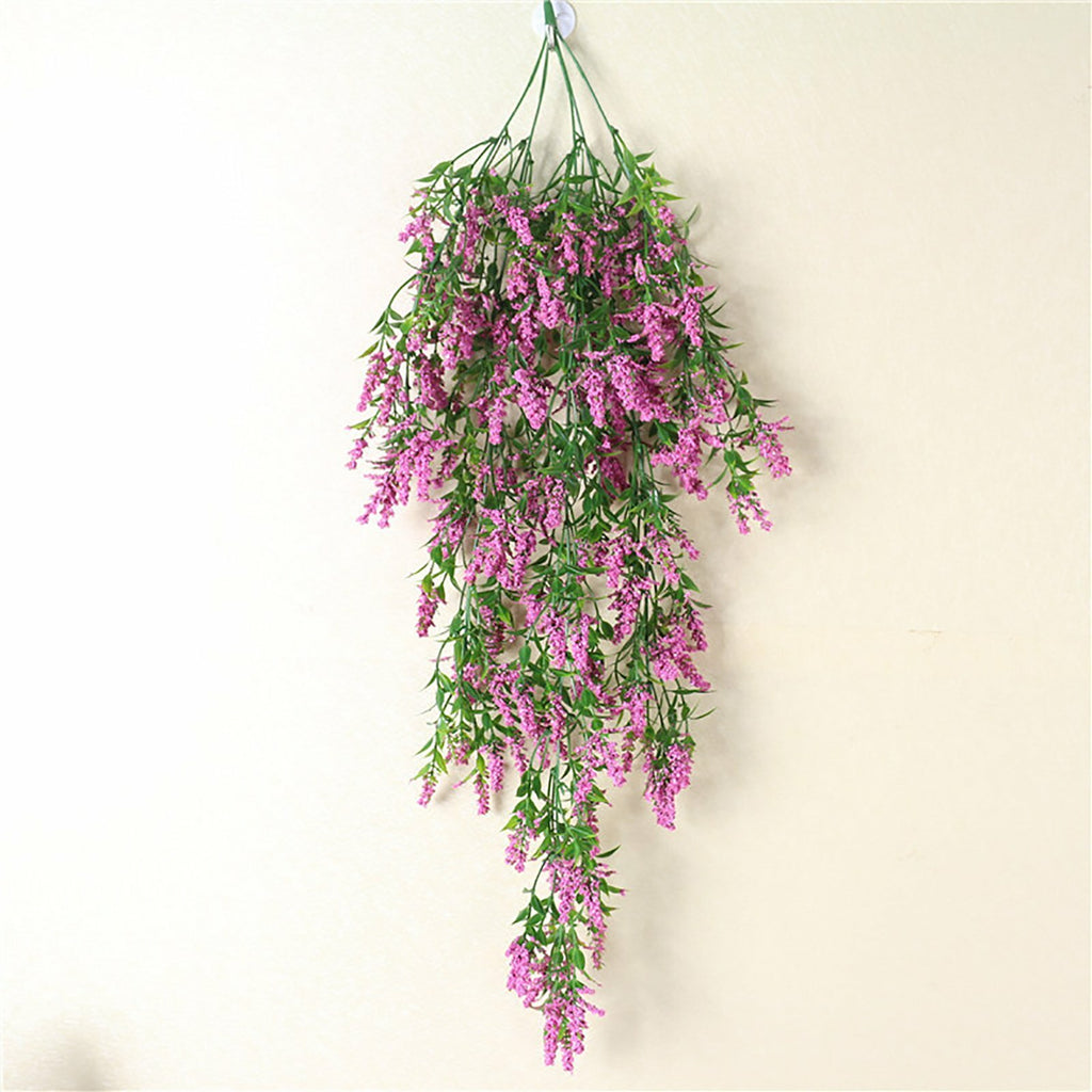 4PCS Artificial Hanging Lavender Plants Faux Vine Flowers Home Wedding Decor