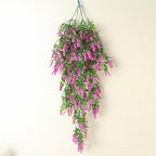 4PCS Artificial Hanging Lavender Plants Faux Vine Flowers Home Wedding Decor