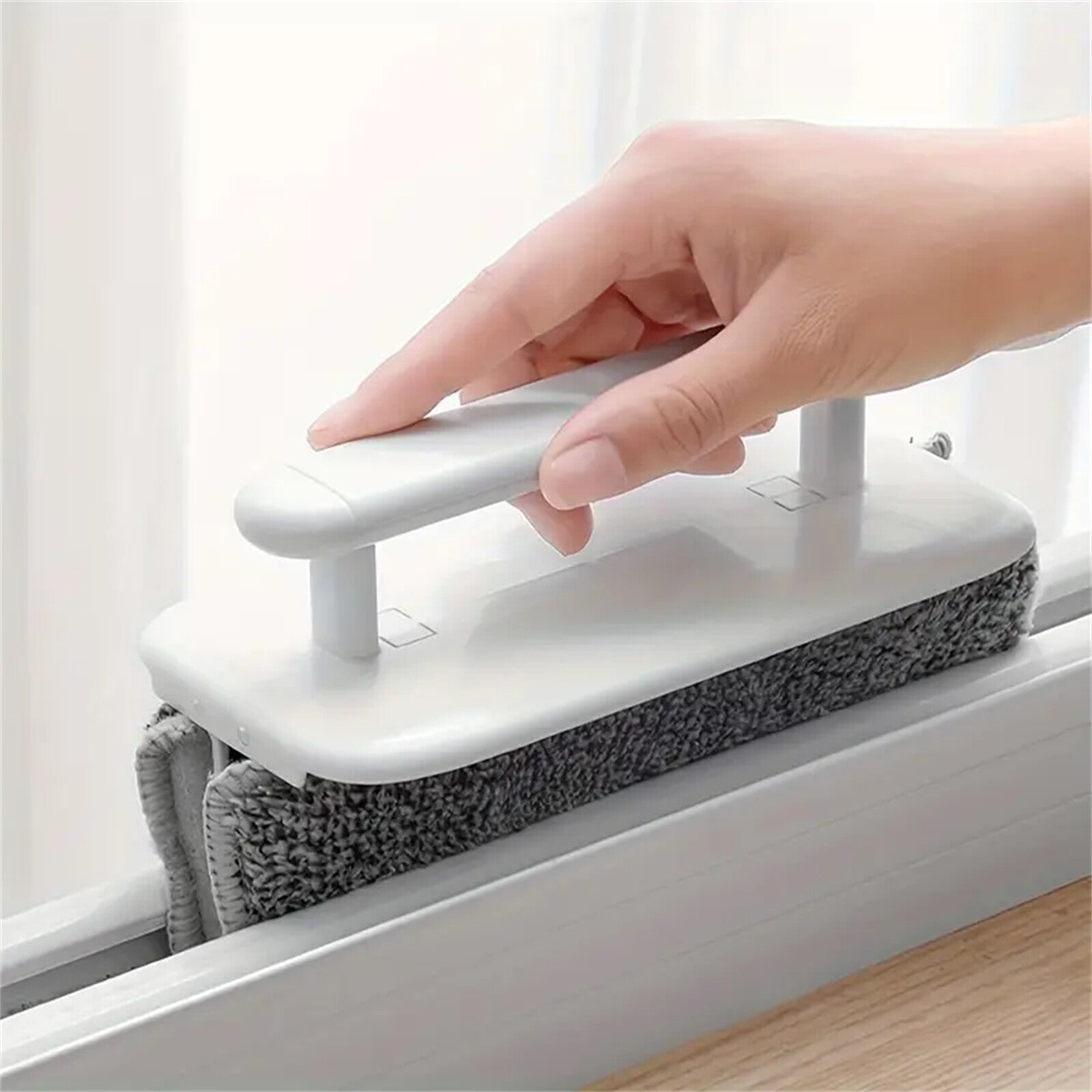 4pcs Window Groove Cleaning Brush Set | Track Cleaner with Handle & Microfiber Cloths