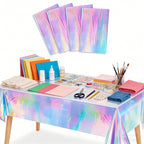 6pcs Holographic Tablecloths | Iridescent Waterproof Party Table Covers