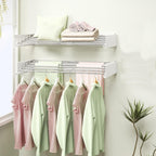 80CM Foldable Wall Mounted Clothes Drying Rack - Metal Towel and Laundry Holder White