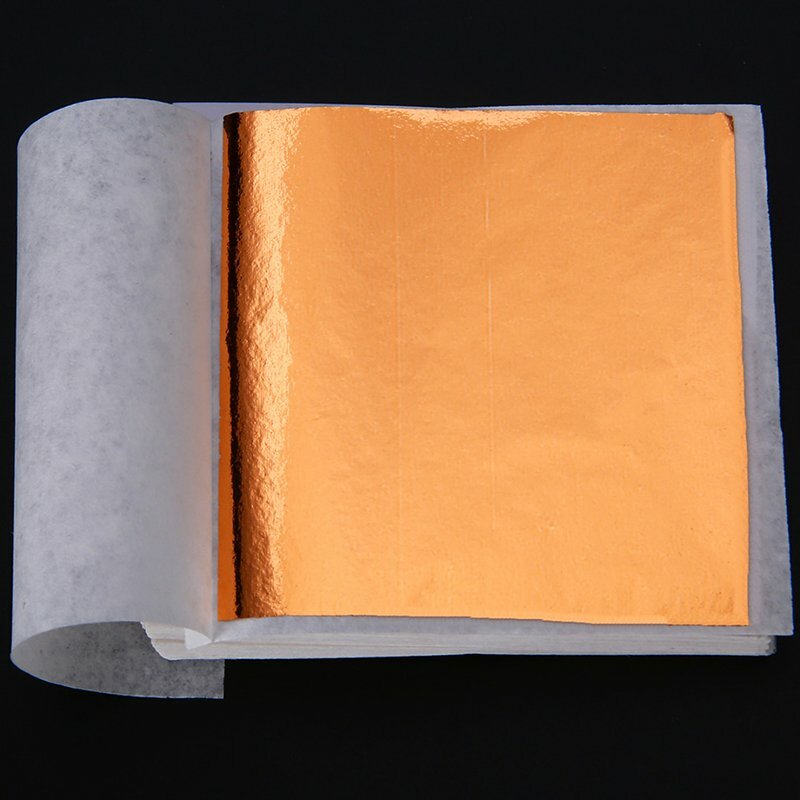 500PCS Imitation Leaf Foil Paper 14x14cm - Rose Gold Silver Gold Gilding Art Craft Sheets