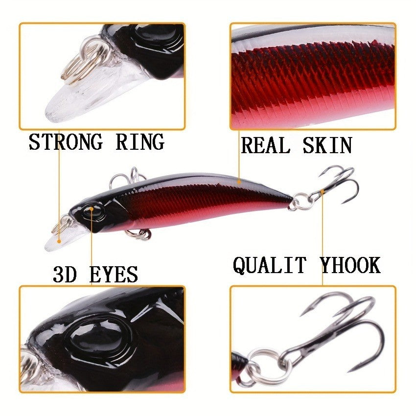 10pcs Fishing Lures Minnow Set 6.8cm | Hard Baits for Freshwater & Saltwater