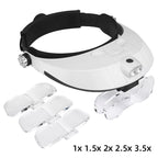 LED Headband Magnifying Glass with Light – Jeweler Headset Loupe (5 Lens Set)