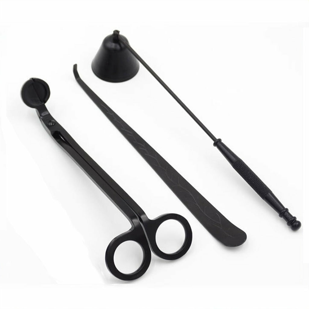 3pcs Stainless Steel Candle Care Tool Set | Wick Trimmer Snuffer & Hook Kit