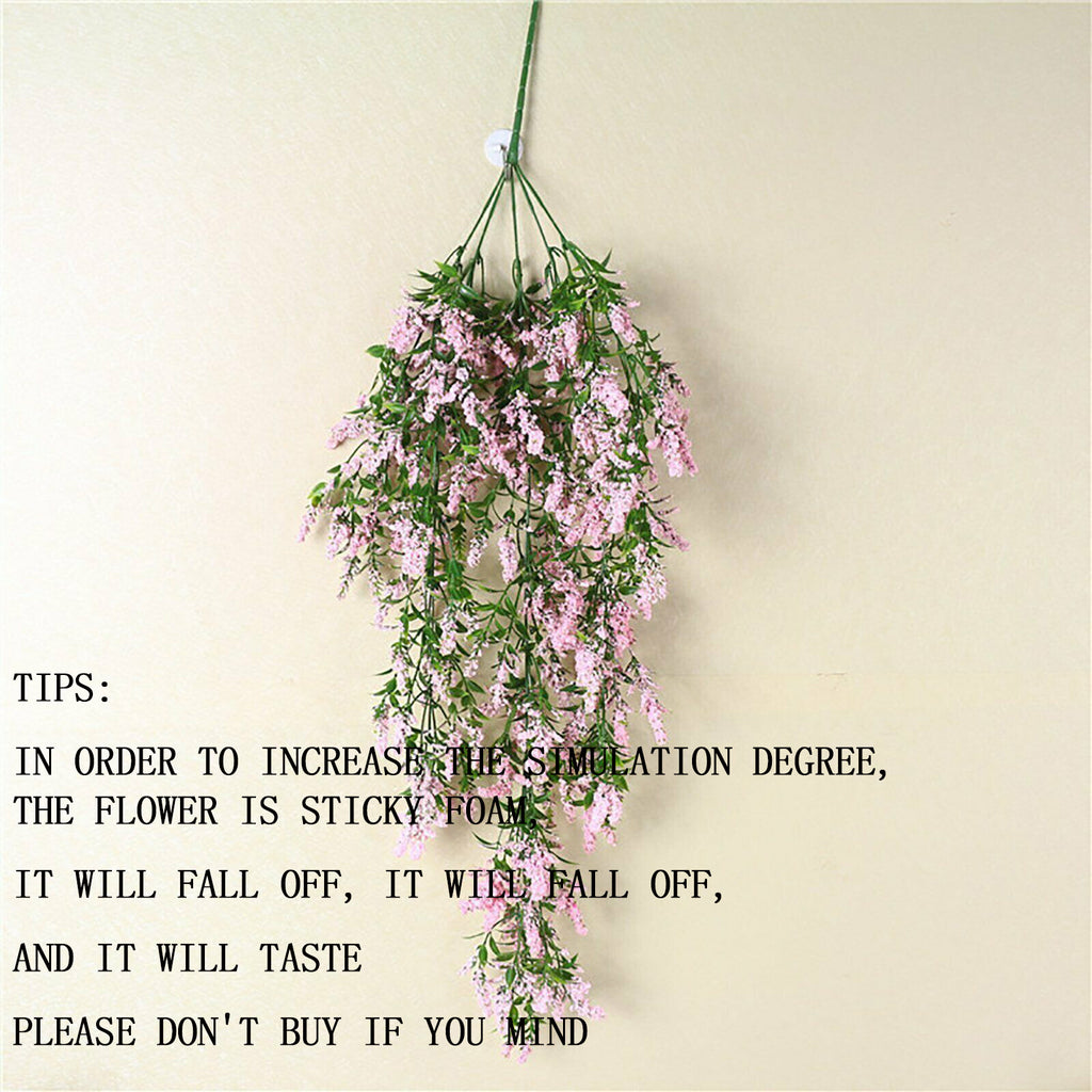 4PCS Artificial Hanging Lavender Plants Faux Vine Flowers Home Wedding Decor