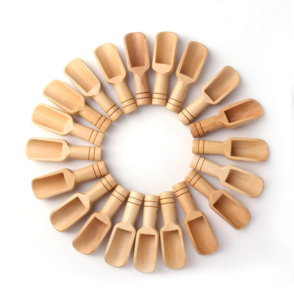 30PCS Mini Wooden Scoop Spoon – Small Salt Sugar Coffee Candy Bath Salt Spoon (7.5cm)