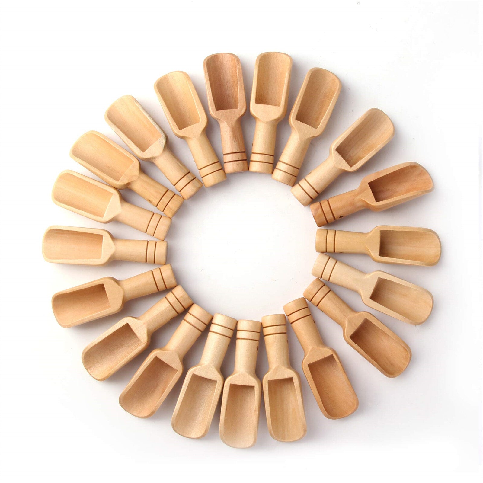 30PCS Mini Wooden Scoop Spoon – Small Salt Sugar Coffee Candy Bath Salt Spoon (7.5cm)