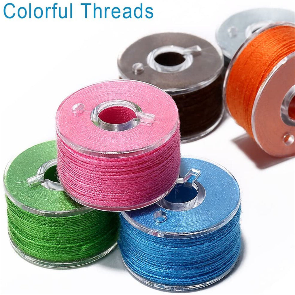 36PCS Sewing Machine Thread Spools with Clear Bobbin Storage Case Multicolor
