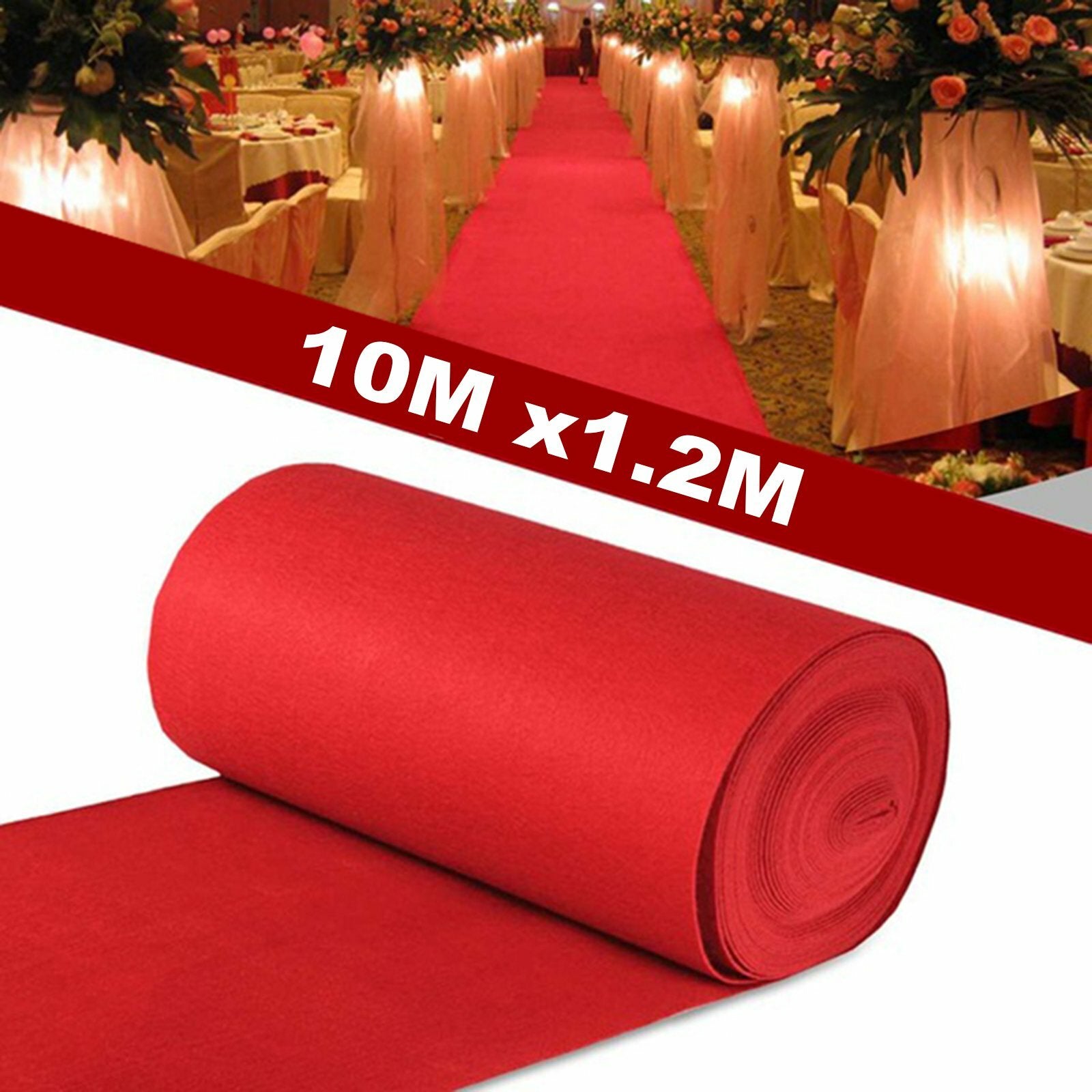 10M Red Carpet Aisle Runner 1.2m Wide | Wedding Party Event Awards Floor Mat
