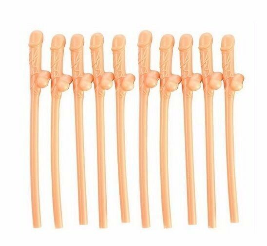 10/20/30 Hens Night Novelty Party Straws Mix Colours Nude Pink Bachelorette Drink Straws