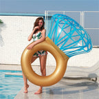 Giant Inflatable Diamond Engagement Ring Pool Float - PVC Summer Beach Swimming Raft