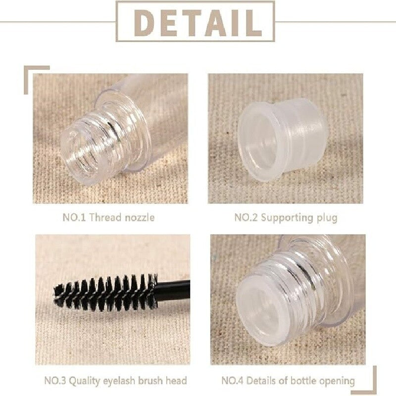 50PCS 10ml Empty Mascara Tube with Brush Wand Eyelash Serum Bottle Refillable