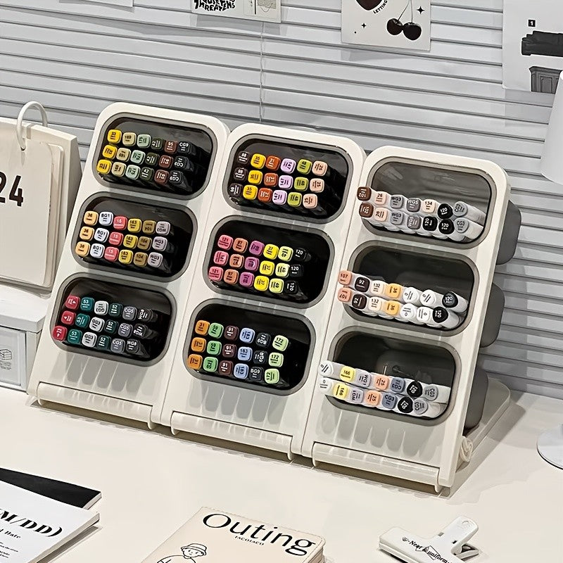 Large Capacity Desk Organiser Pencil Holder - Slanted Pen Holder Storage Box for Office and Makeup Supplies