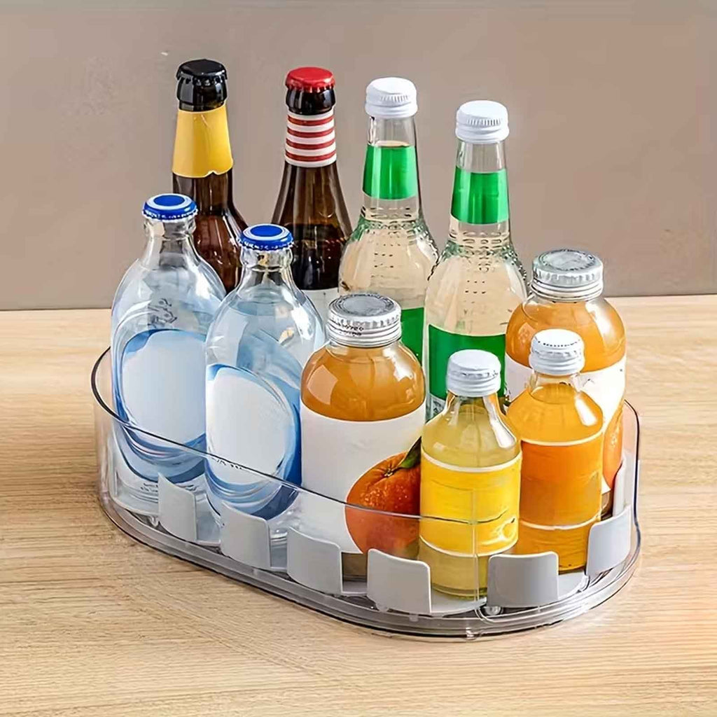 360° Rotating Fridge Organizer Tray – Lazy Susan Kitchen Storage Container