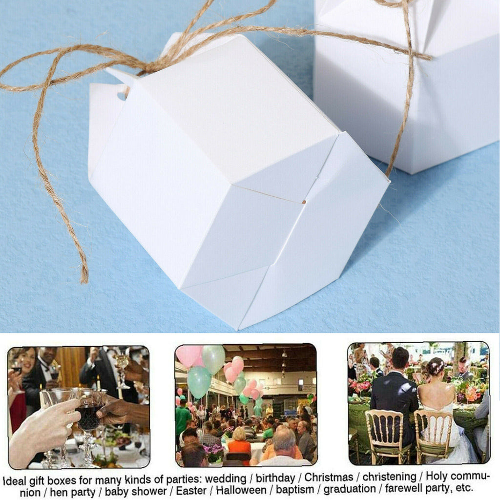 50PCS Kraft Paper Pillow Candy Gift Boxes with Rope Wedding Party Favour Bags