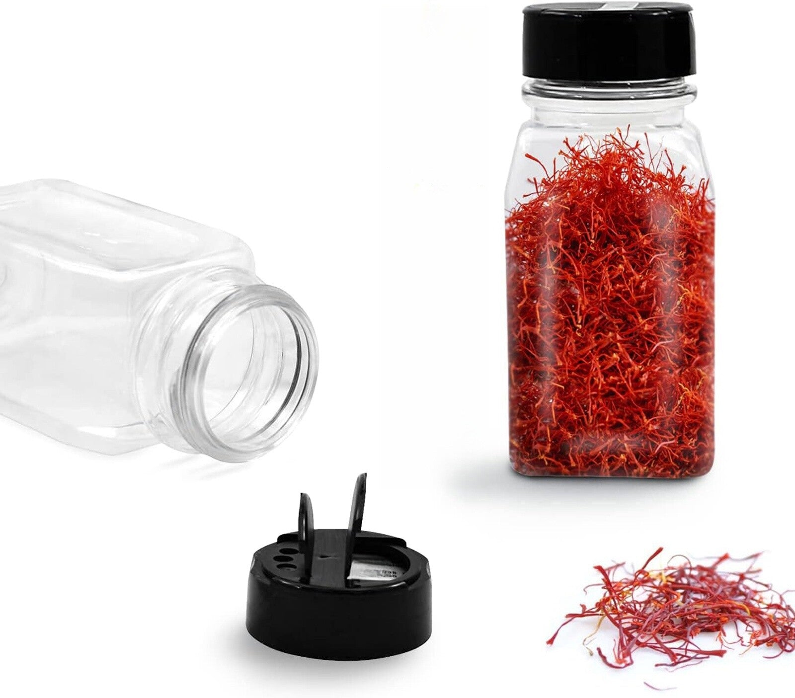 6/12/24/36pcs 100ml Clear Square Spice Jars with Lids | Plastic Herb Seasoning Storage Bottles