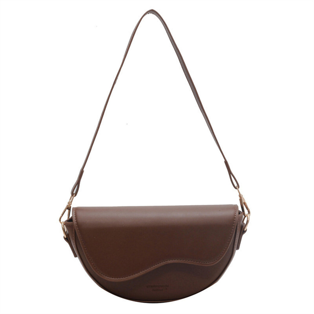 Vintage Crossbody Shoulder Bag for Women - PU Leather Saddle Phone Messenger Bag Coffee Brown