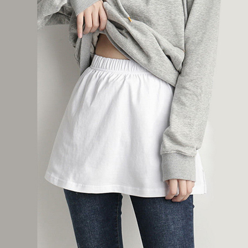 2pcs Adjustable Shirt Extender Skirt | Fake Layering Top Lower Sweep (Black & White)